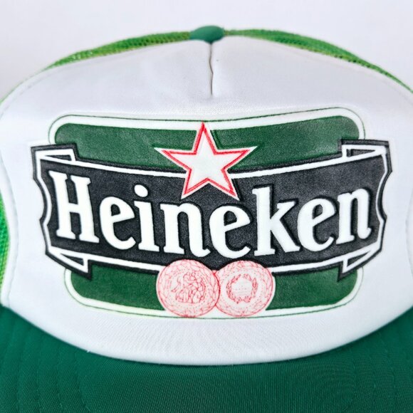 Vintage 80s HEINEKEN Snapback Trucker Hat Beer Hat Classic Cap Baseball Hat - Picture 2 of 13